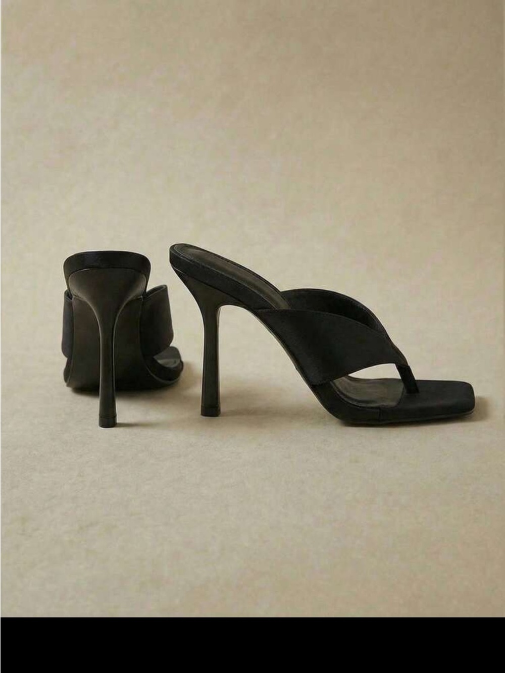 Black High Heel Thong Sandals - Women's Elegant Slide Heels